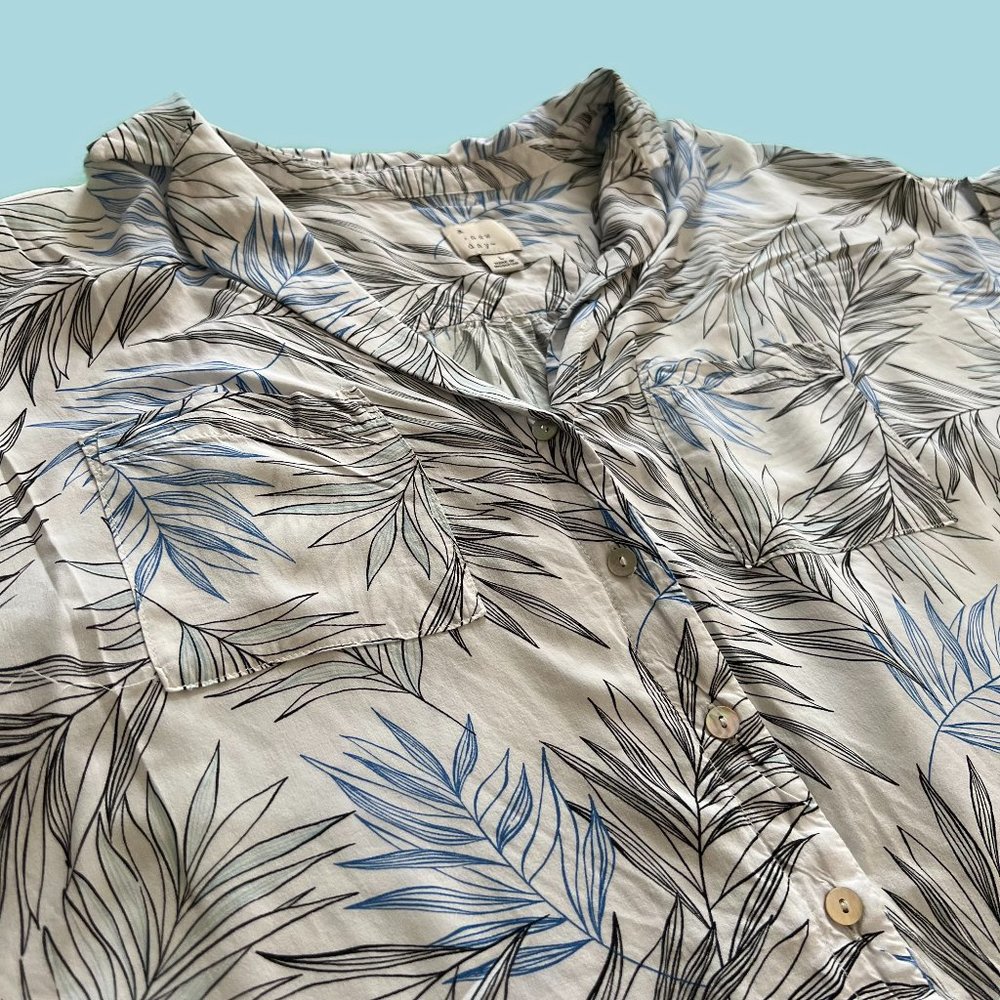 Blue and Black Leaves Blouse